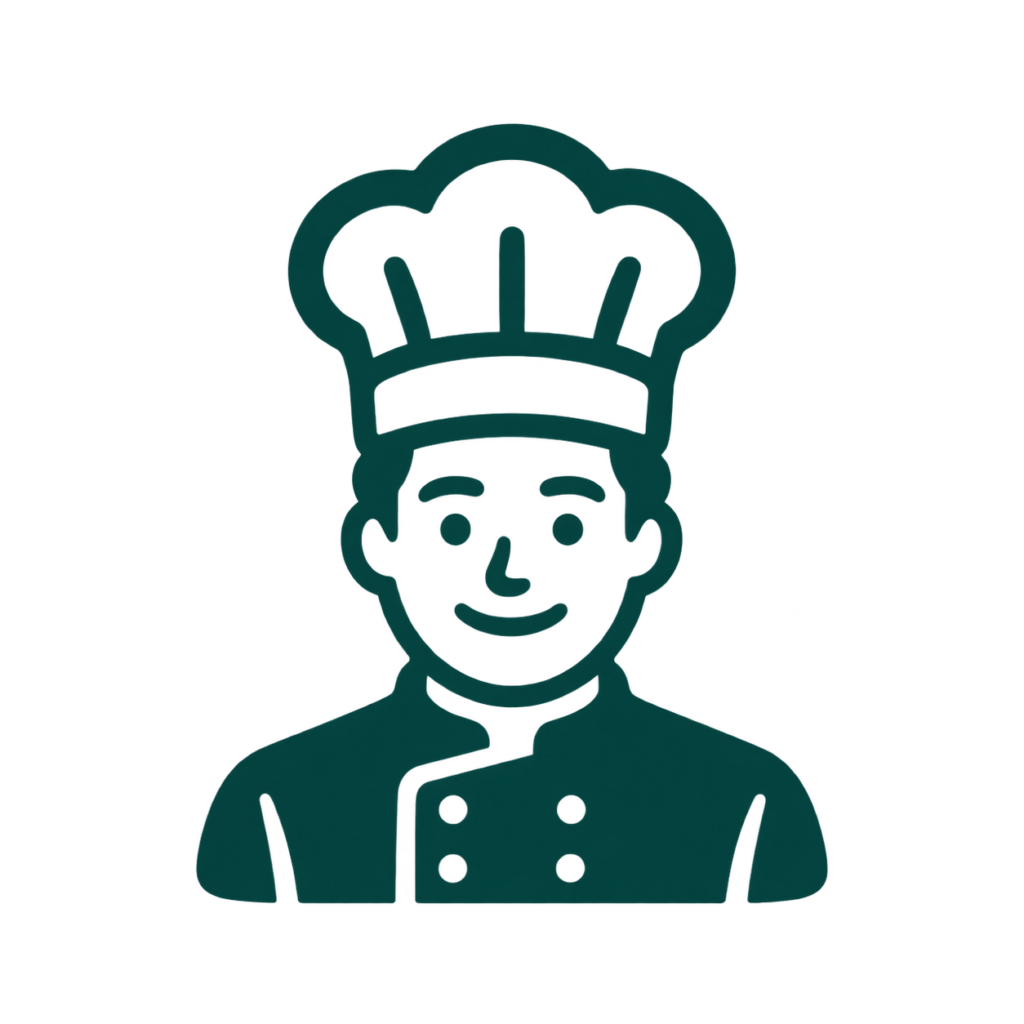 Illustration of a chef wearing a toque, signifying culinary expertise from Rooikat safari site.